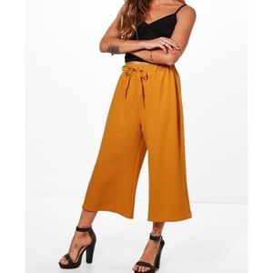 BooHoo mustard culottes